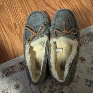 UGG Gray Suede Moccasin Slippers
